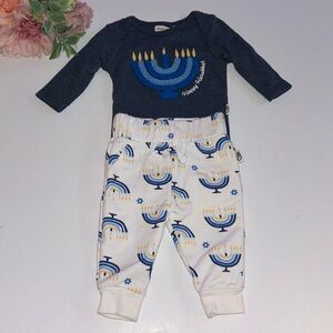 Hanukkah Outfit 0-3 M RABBIT + BEAR Blue Happy Hanukkah Baby Set 0-3M
